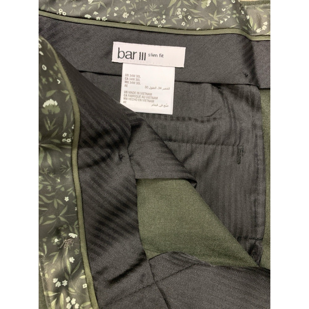 Bar III Mens Slim Fit Dress Pants  34W /30L Green Solid NWT $175 - Picture 5 of 5